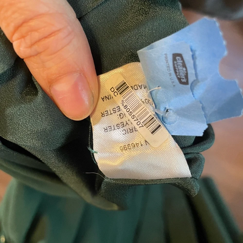 Abbey Glass forest green A Line Fit & Flare Dress long textured neck tie XS $300 - Picture 5 of 6